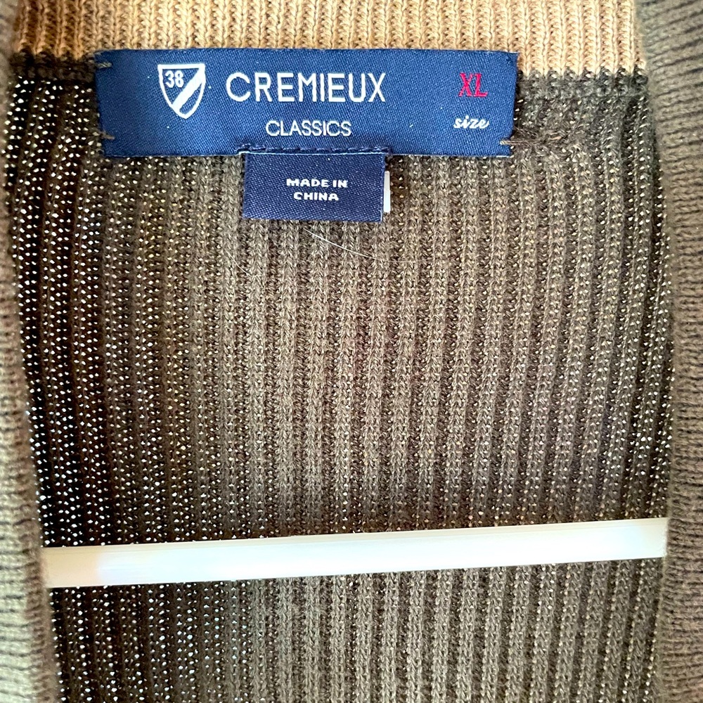 Greenish knit zip up vest by CREMIEUX